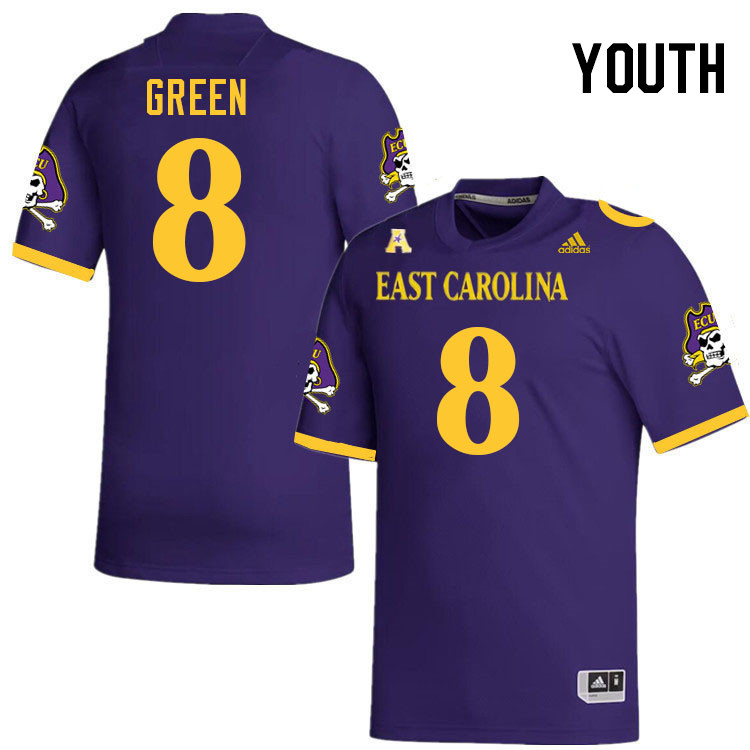 Youth #8 Gerald Green ECU Pirates 2023 College Football Jerseys Stitched-Purple - Click Image to Close
